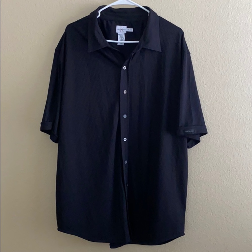 CALVIN KLEIN Men’s Button Down Business Shirt Gray Big & Tall 2XL EUC